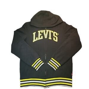 Levis Youth Hoodie L Black Full Zip Logo Jacket EUC